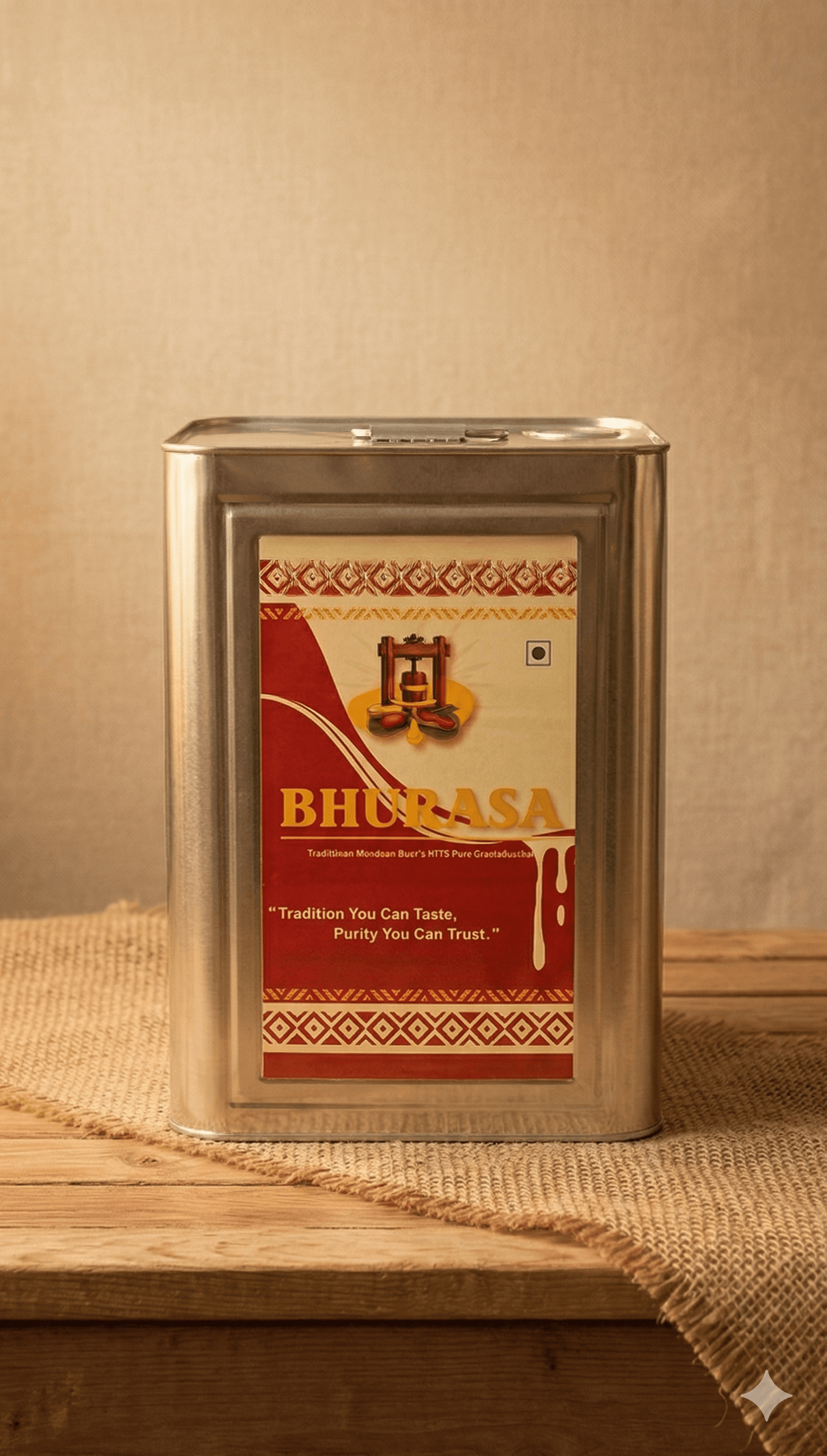 Bhurasa Wood-Pressed Groundnut Oil — 15L Tin