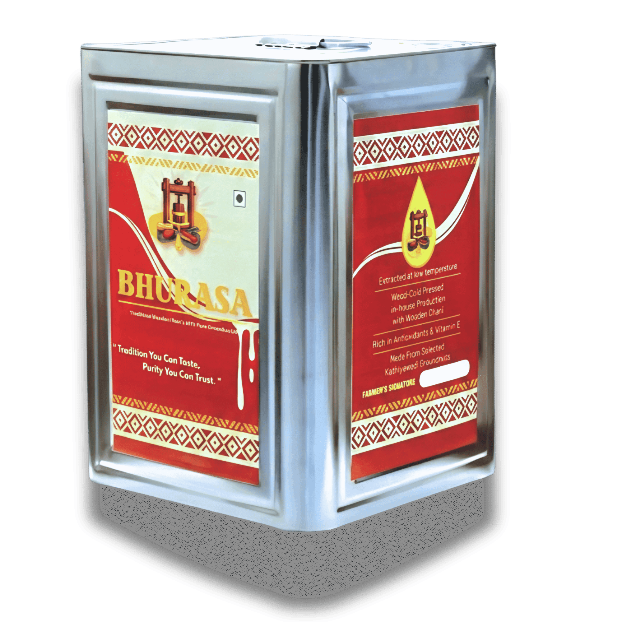 Bhurasa 15L Wood-Pressed Groundnut Oil Tin